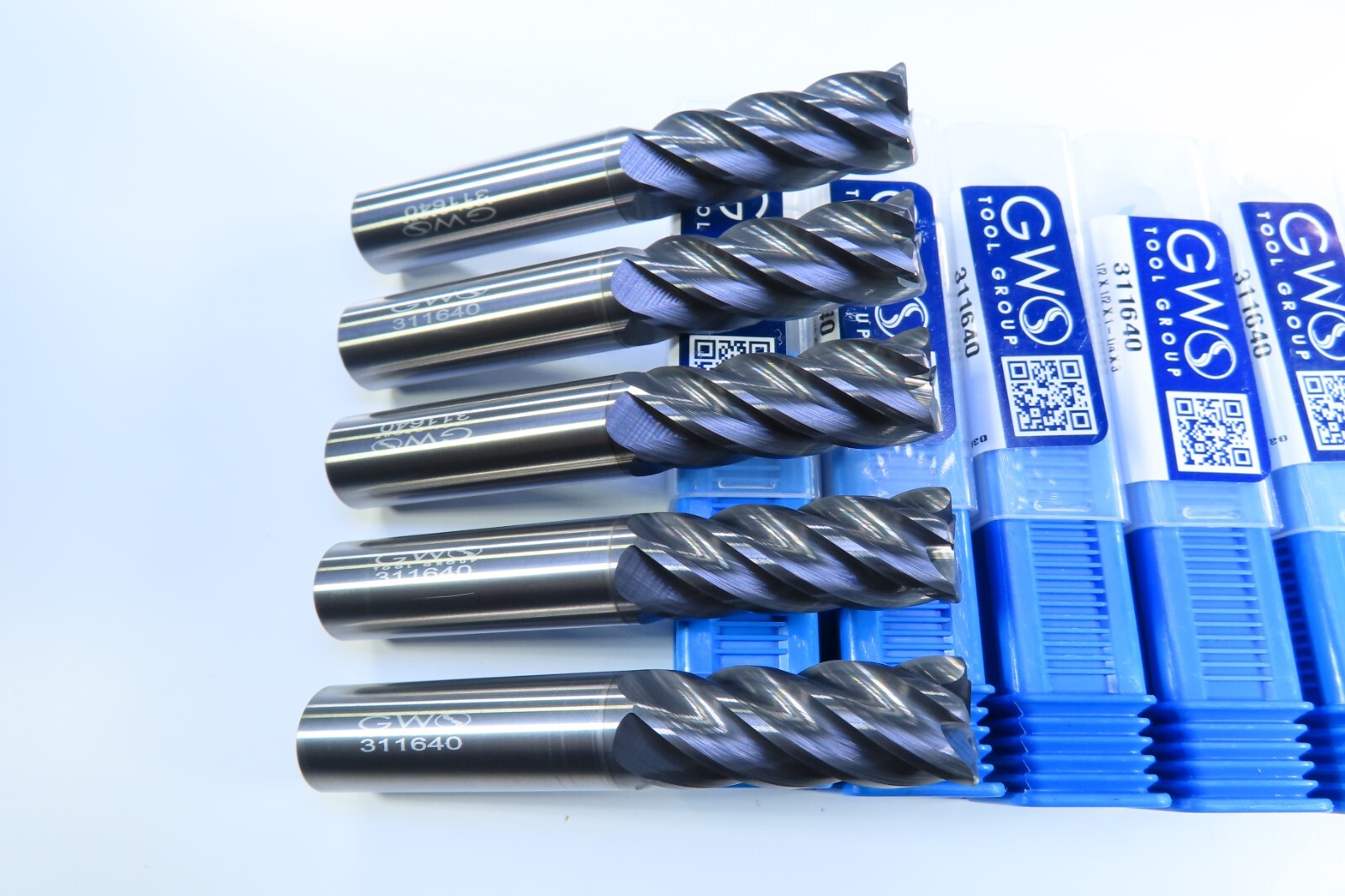 LOT ( 5 PCS ) NEW 1/2" GWS 311640 SOLID CARBIDE END MILLS MILLING MACHINIST TOOL