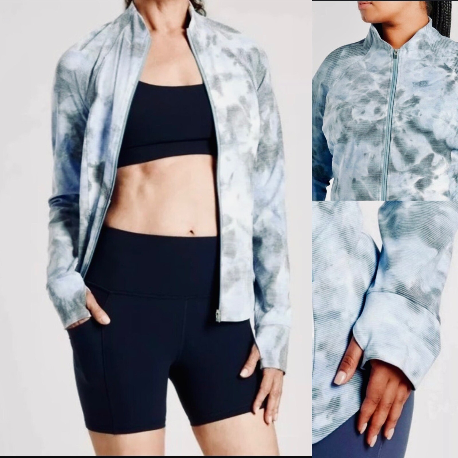 Athleta Striped Cloud Salutation Full Zip Jacket … - image 1