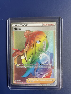 rainbow nessa pokemon card PSA 10 Nessa #196 Rainbow Secret Rare Full Art Vivid Voltage - GEM MINT