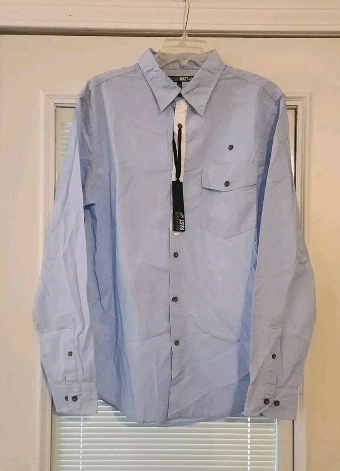 Nueva Camisa de Vestir William Rast Para Hombre Grande Azul Claro con Acentos Blancos * Con Etiquetas Foto 2 de 4