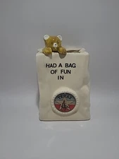 Vintage Ceramic Pen Holder Teddy Bear Texas Souvenir