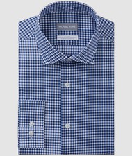 85 Michael Kors Men Slim-Fit Blue Print Performance Dress Shirt Size 14.5 32/33
