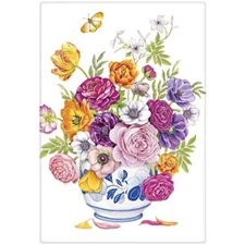 Mary Lake-Thompson Multi-Color Flower Bouquet Blue Vase Flour Sack Kitchen Towel