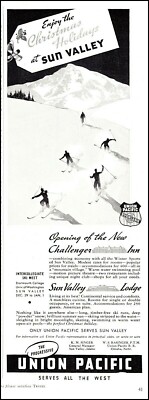 1930s travel AD Enjoy SUN VALLEY Christmas Holiday! by Union Pacific RR 092120