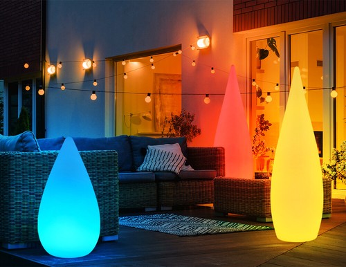 Stehlampe Tropfenform Außenleuchte RGB LED Balkonlampe Garten Dimmer H 120 cm - Bild 8 von 12