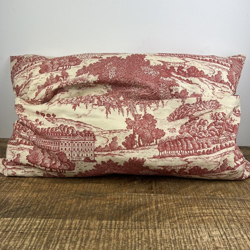 Custom Red Cream Country Toile Country Pillow Cover Park Scene 26” Lumbar Pillow - Picture 9 of 12