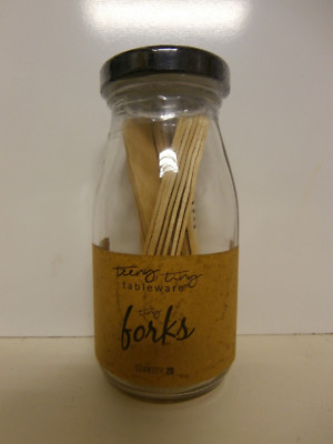 Boston International Tiny Birch Wood Forks 4'' Appetizer ''Pick Me Fork It Bite Me