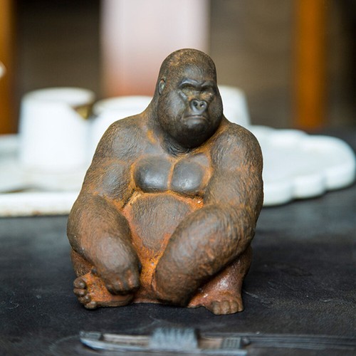Mini Gorilla Statue Baby Desktop Miniature Animal Shaped Figurine - Picture 2 of 12