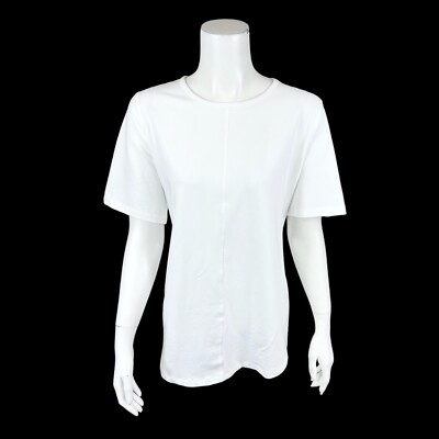 Denim & Co. Essentials Reg Short-Sleeve Tunic with High Low Hem White 1X Plus Sz