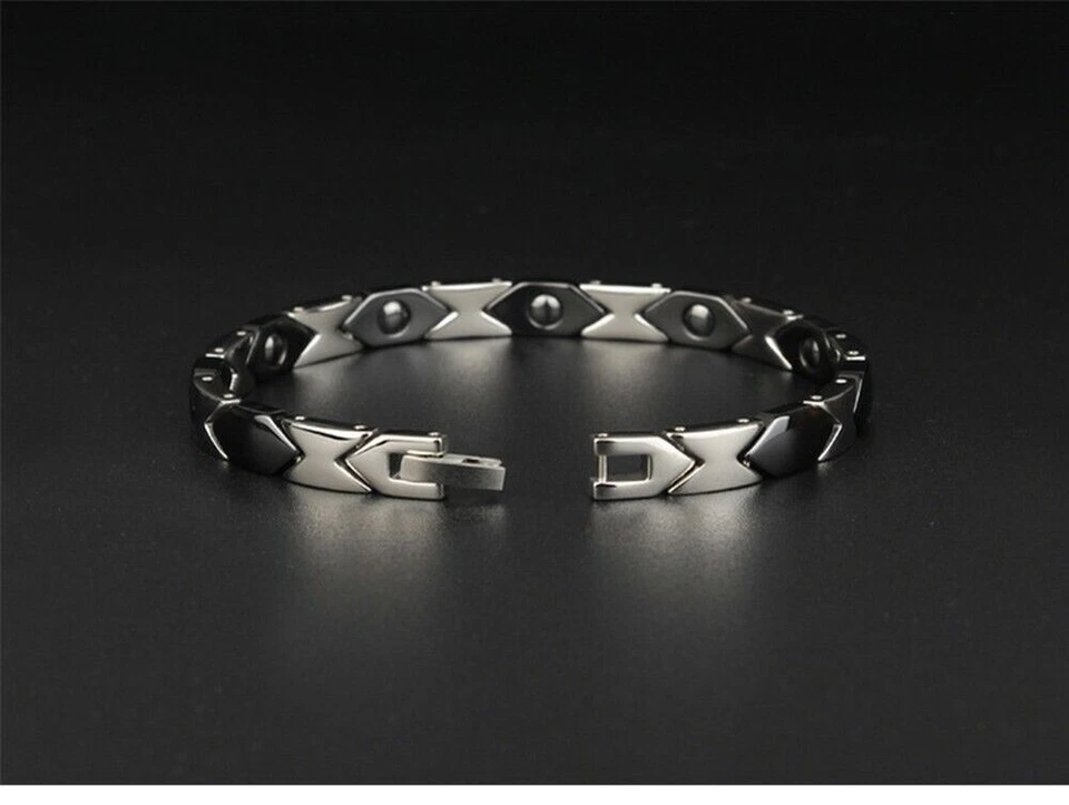 Hot Black Silver Titanium Energy Bracelet Strong Magnet - Image 4 of 4