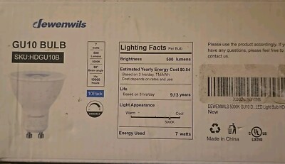 DEWENWILS 10-Pack GU10 LED Bulbs Dimmable LED Track Light Bulb 3000K/5000K