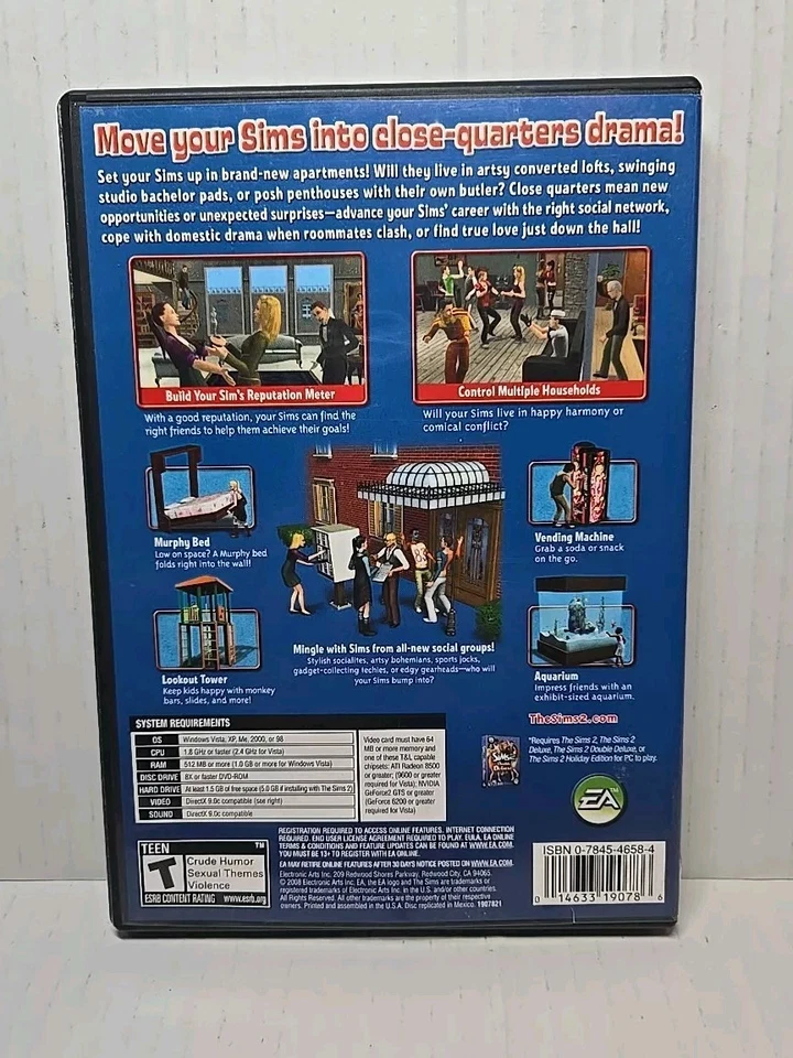 The Sims 2 : Apartment Life - Expansion Pack PC DVD-ROM 2008 Rated Teen VGC - Image 3 of 3