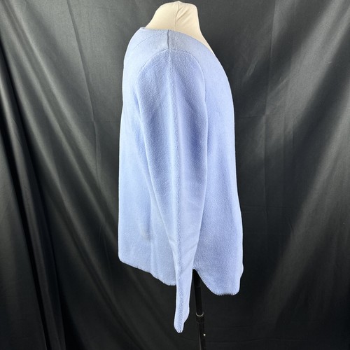 Suéter de lana suave LL Bean azul claro cuello en V para mujer grande regular - Imagen 3 de 8