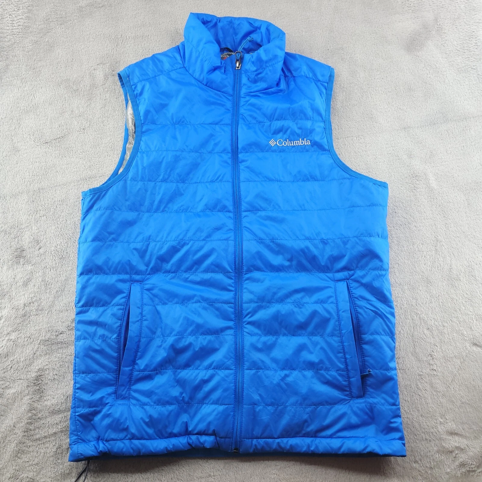 Columbia Vest Mens Small Blue Omni-Heat Puffer Outdoors Hiking Sleeveless Jacket