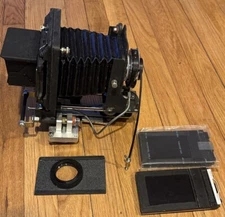 Vintage 2-1/4 x 3-1/4 + 35mm Nikon F Field Camera w/ Polaroid 127mm f4.7 Lens