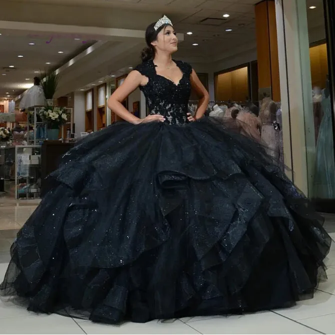 New Luxury Black Wedding Dresses Gothic Vintage Beaded Princess Ball Gown  Custom | eBay