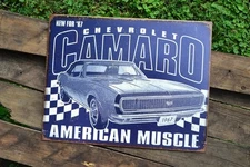 Chevrolet Camaro SS Tin Metal Sign - Chevy - 1967 - American Muscle - GM - Retro