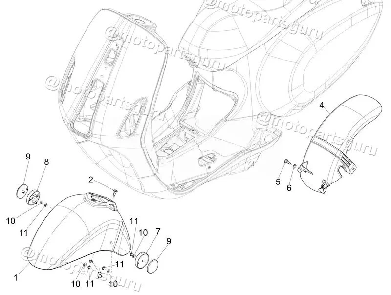 180859 OEM Placa de resorte CLIP PIAGGIO FLY VESPA 946 Elettrica Primavera Sprint 50 Foto 4 de 4