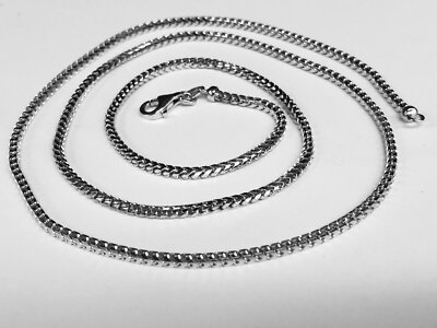 14k Solid White Gold Franco Curb Box Link 22'' 2 mm 13.8 grams Chain Necklace