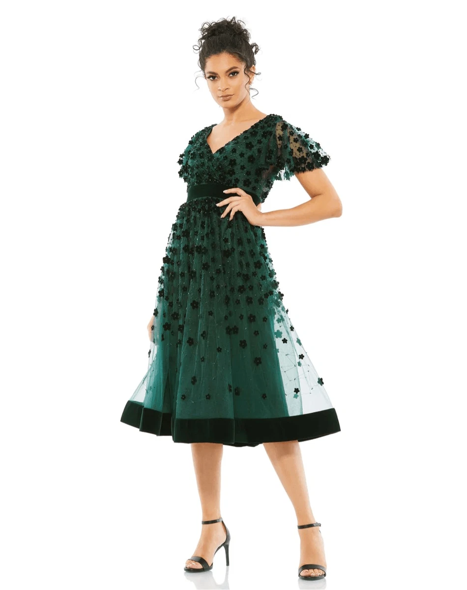 Warehouse velvet top embellished wrap dress