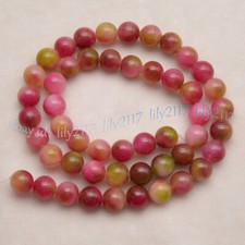 8mm Round Multicolor Jade Chalcedony Smooth Gemstone Loose Beads 15'' Strand