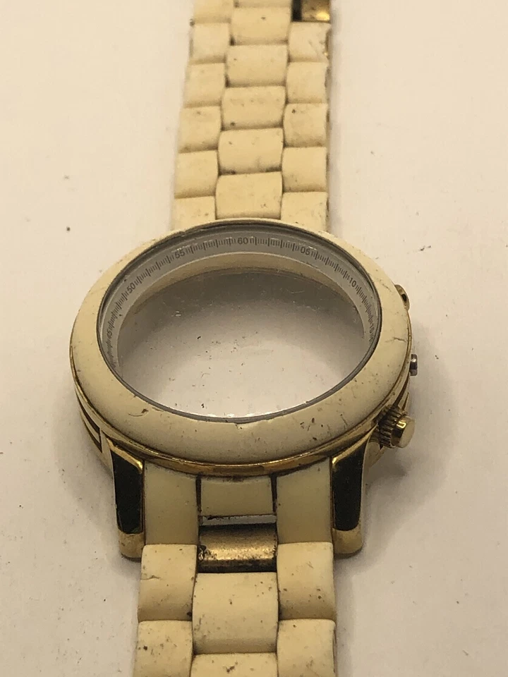 Michael Kors Watch Parts Case 38mm Band 20mm White/Gold Links W/Crystal GY311 - Image 2 of 4
