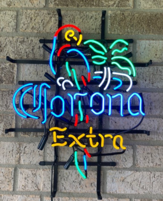 New Corona Extra Parrot Palm Tree Neon Light Sign 24''x20'' Lamp Decor Beer Bar