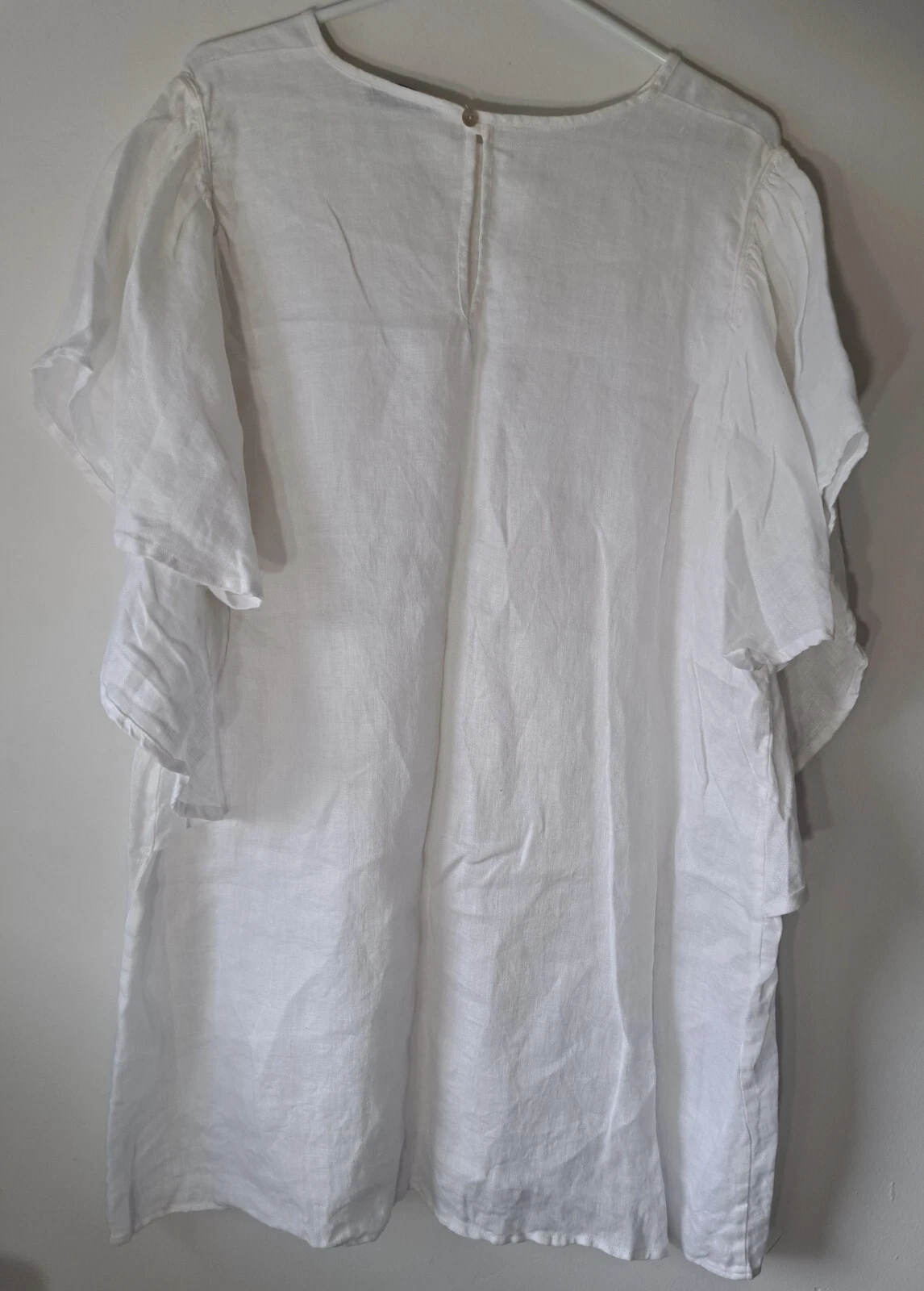 PALM ANGELS Abito donna Isabel grande bianco spiaggia pipistrello angelo manica ala 100% EURO LINO