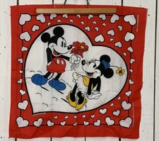Mickey & Minnie Mouse  Disney J A Woronowicz Handkerchief  Bandana Vintage C24