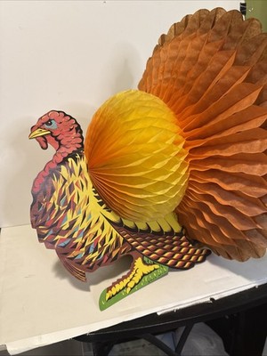 Vintage Beistle Honeycomb Thanksgiving Turkey 1969 Decorations