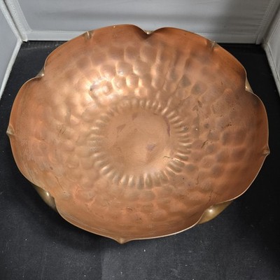 Vintage Gregorian Solid Copper Hammered Bowl Medium Round USA Decor MCM