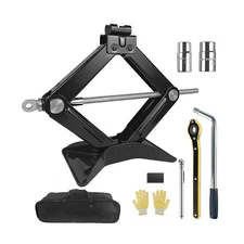 Car Lift Jack Kit 2 Ton (4409 lbs) Tire ScissorJack Tool Kit Universal Auto E...