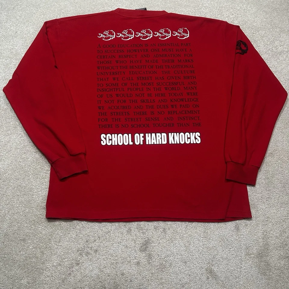 Vintage Old Skool T Shirt XL Extra Large Red Long Sleeve Y2K Hip Hop - Image 2 of 4