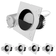LUXRITE 4" LED Spotlight Wall Washer Trim 25W 2000LM 5CCT 60°, White + Black 4PK