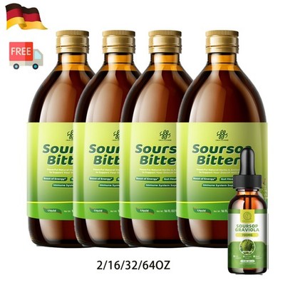 Soursop Bitters Liquid Drops 15 in 1 Herbal Extracts for Overall Health 2-32oz