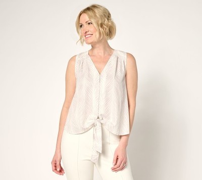 Wacoal Women's Top Sz L Beverly Palms Sleeveless Blouse White A690914