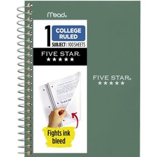 Five Star Personal Spiral Notebook, 1 Subject, 1 Count Pack of 1 , Green