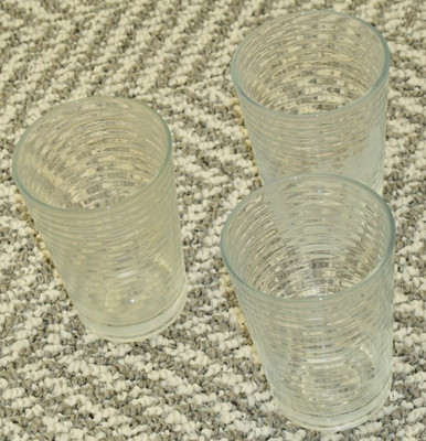 (3) - Pasabahce Glasses Juice Turkey Set Of 2 Horizontal Ribbed - 3.75'' Tall
