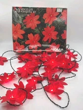 Vintage NOMA Poinsettia String of 20 Lights, 21 ft Length 🎄