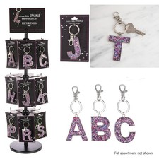 Ganz E5 Glitter Initial Keyring Keychain 2.25"H - Choose Alphabet Letter PINK