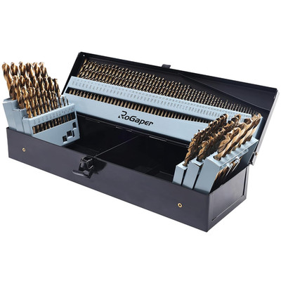 145Pcs Cobalt Drill Bits Set, M35 HSS, 135 Degree Tip, Twist Jobber Length Drill
