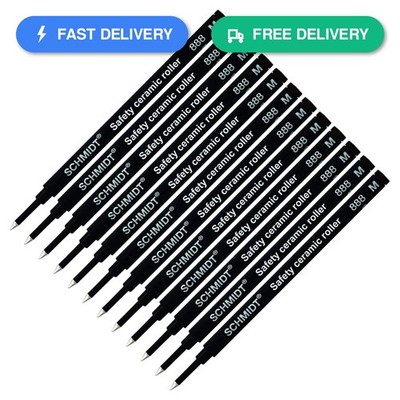 12 Pack SCHMIDT 888 Black Medium Rollerball Pen Refills, Made in Germany,