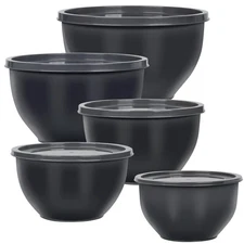 Greentainer 5-Piece Plastic Mixing Bowls with Lids Set for Kitchen, Nesting B...