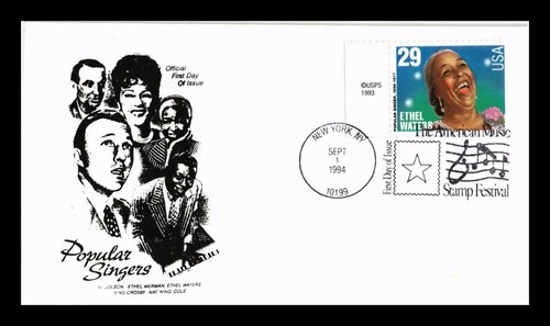 US COVER OFFICIAL FIRST DAY OF ISSUE POPULAR SINGERS ETHEL WATERS