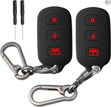 2 Pcs for Key Fob Cover, Compatible with 4Runner Camry Cor Colr: Black Red BR