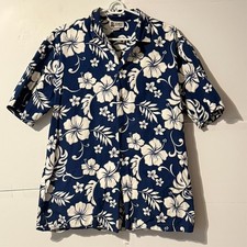Vintage Aloha Republic Mens Hawaiian Shirt Size L Floral Made In USA Hibiscus