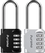 2 Pack 2.6 Inch Long Shackle Combination Lock 4 Digit Outdoor Waterproof Padlock
