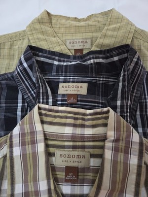 Lot of 3 Mens Sonoma Life + Style LT Button Down Shirt Short Sleeve Tall Cotton