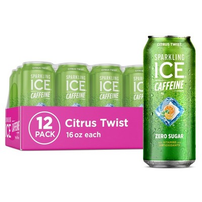 Citrus Twist Sparkling Water with Caffeine, Zero Sugar, Antioxidants, 12-Pack