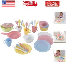 27-Piece Pastel Cookware Set, Plastic Dishes and Utensils for Play Kitchens, ...